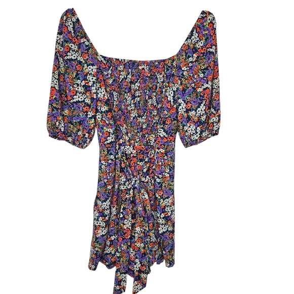 Anthropologie Traffic People Floral Print Smocked Puff Sleeve Romper Small - Picture 2 of 8